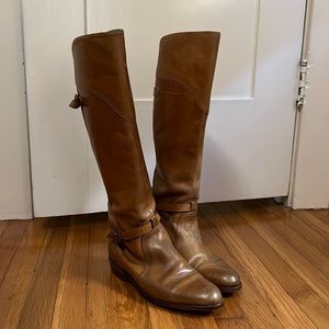 Frye tall boots cognac genuine leather